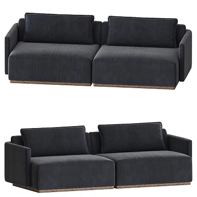 Modern Sectional Sofa With Corduroy Upholstery Spacious Seating And Plush Cushions 3d model