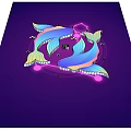 Pisces Zodiac Symbol With Two Fish On Purple Background And Neon Glow