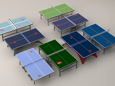 Multiple Colored Table Tennis Tables For High Quality Sports Equipment 3d model