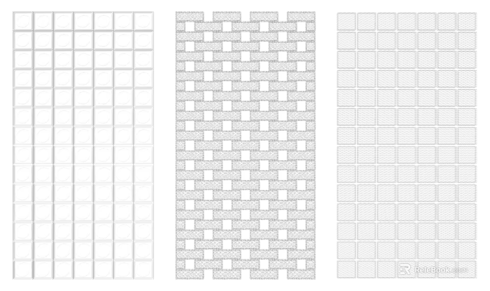 Modern Decorative Room Dividers with Three Grid Patterns for Interior Design 3d model 