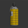 Yellow Military Grenade With Block Pattern Casing Black Top And Metal Ring Number 01