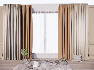 modern curtain cloth curtain 3d model
