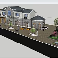 Luxurious Modern Commercial Complex With Courtyard Parking Greenery Fountain And Outdoor Seating