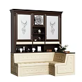 Modern Cream Tufted Irregular Sofa with Storage and Dark Tall Cabinet Glass Doors Clock Vase