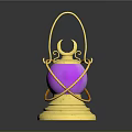 Elegant Decorative Ornate Golden Lantern With Purple Sphere And Shiny Base