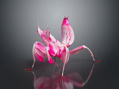 Vibrant Pink Mantis Game Movie Character With Intricate Patterns And 3D Render Design 3d model