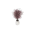 White Marble Texture Vase With Pink Dense Flower Branches Interior Decor 3d model