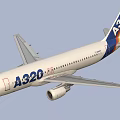 A320 Airliner With White Fuselage Blue Tail And Red Yellow Stripes Exterior View