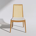 Modern Leisure Chair With Wooden Frame Rattan Backrest And White Cushion