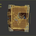 Fantasy Magic Book with Brown Cover Metallic Borders Blue Glowing Geometric Patterns and Central Gemstone