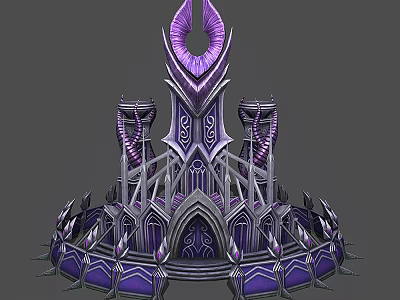 Cartoon Fantasy Castle Scene With Purple Silver Intricate Decorations And Spires 3d model