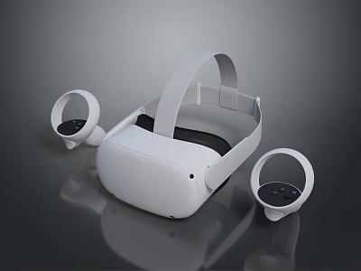 White VR Headset With Ergonomic Design And Controllers For Virtual Reality Experience 3d model