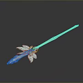 Ancient Style Sword With Green Leaf Hilt Design And Red Decorations Slender Blade
