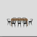 Modern Wooden Dining Table Set With Black Chairs And Classic Design