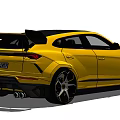 Yellow Lamborghini SUV With Sporty Exterior Design Rear Spoiler And Large Alloy Wheels