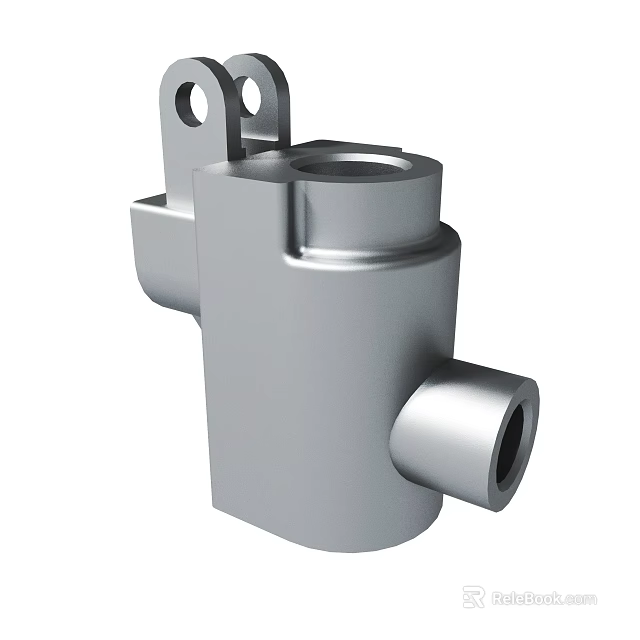 Metal Mechanical Component With Cylindrical Body Side Port And Top Mounting Holes 3d model 