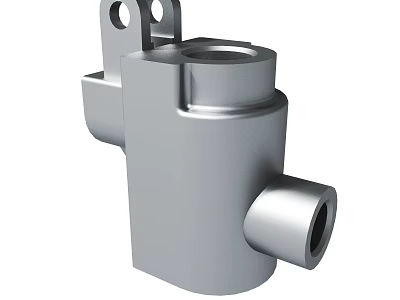 Metal Mechanical Component With Cylindrical Body Side Port And Top Mounting Holes 3d model