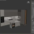 Sleek Modern Kitchen Interior With Gray Ribbed Cabinets Marble Counter And Wine Storage