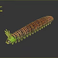 Caterpillar With Vibrant Stripes Segmented Body Green Legs And Spiky Head On Shiny Surface