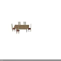 Wooden Rectangular Dining Table And Six Red Cushioned Chairs Set For Dining Room