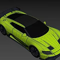 Neon Yellow Sports Car With Sleek Design Black Roof And Rear Spoiler