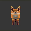 Pixel Art Fox 3D Rendered Colorful Character With Vibrant Orange Fur And Purple Legs