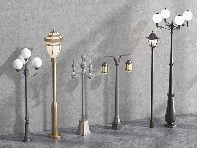 Outdoor Lamps With Various Decorative Designs And Metal Construction For Garden Use 3d model