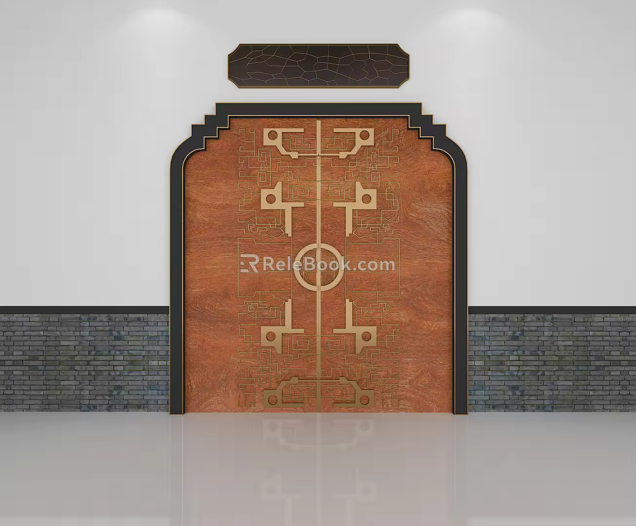 Chinese-style double-door traditional gate 3d model