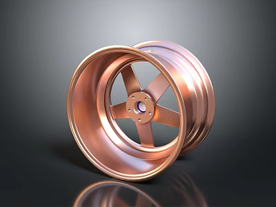 Copper Alloy Car Wheel With Five Spoke Design For Automotive Parts 3d model
