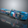 Blue Pixelated Gun Weapon 3D Rendered With Shiny Surface And Detailed Design 3d model