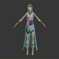 Fantasy 3D Female Character In Blue White Outfit With Creature Themed Belt Buckle Standing Pose