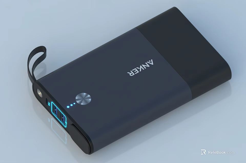ANVER Portable Power Bank With USB Port LED Indicator And Lanyard For Mobile Devices 3d model 