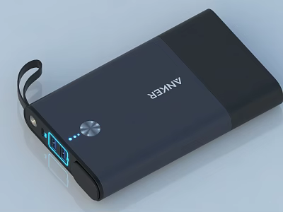 ANVER Portable Power Bank With USB Port LED Indicator And Lanyard For Mobile Devices 3d model