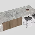 Modern Bar Chair Combination Bar Counter Water Bar Counter Middle Island Table and Chair Bar Table and Chair 3d model