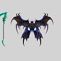 Game And Movie Character With Massive Purple Wings Demonic Form And Green Glowing Weapon