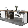 Modern Bar Chair Combination Dining Table and Chair Combination Dining Table and Chair Tableware Dining Table 3d model
