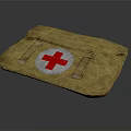 Yellow Canvas Medical First Aid Kit With Red Cross Symbol For Emergency Medical Use
