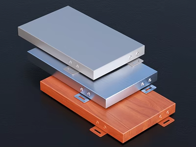Stacked Metal And Wooden Panels With Mounting Brackets For Construction Use 3d model