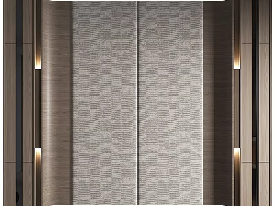 Modern Bedroom Accent Wall Design With Textured Fabric And Wall Sconces 3d model