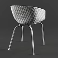 Modern White Chair With Diamond Textured Backrest And Sleek Metal Legs Design