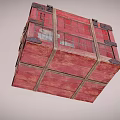 Red Industrial Empty Storage Cases With Reinforced Wooden Frames And Metal Clasps