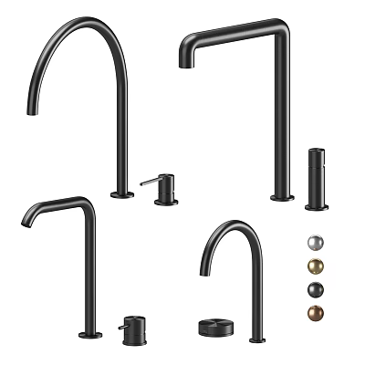 Modern Black Faucets With Various Designs And Multiple Color Options For Home 3d model
