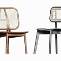 Modern Stylish Dining Chairs With Rattan Backrest And Wooden Frame Design