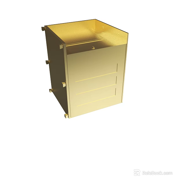 Golden Metal Box Structure With Durable Material And Functional Design Features 3d model