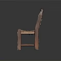 Vintage Wooden Chair With Carved Sunflower Backrest And Woven Seat Design