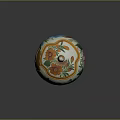 Colorful Floral Patterned Ceramic Container With Dome Shape And White Knob