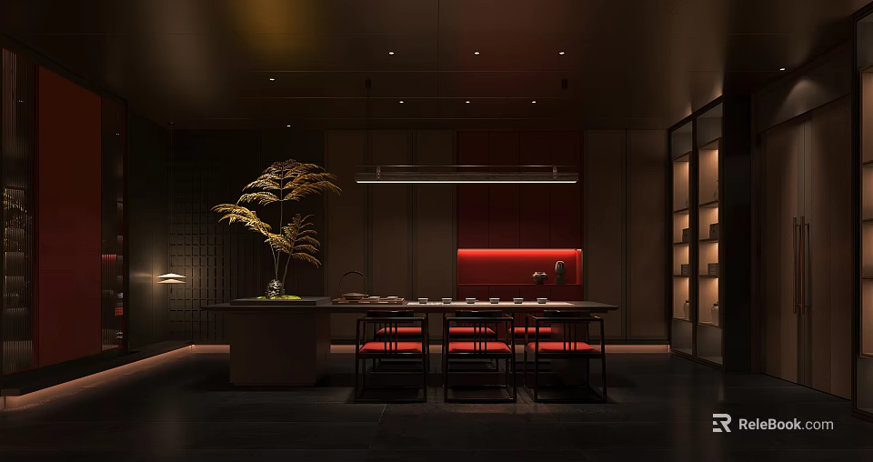Modern Hotel Public Lounge Interior Design With Comfortable Seating And Ambient Lighting 3d model 