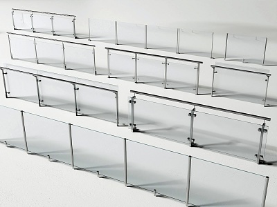 Modern Railing Glass Railing Guardrail Glass Guardrail Fence Guardrail Commercial Railing 3d model