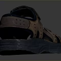 Casual Brown And Blue Sandals With Velcro Straps Breathable Holes Dark Sole