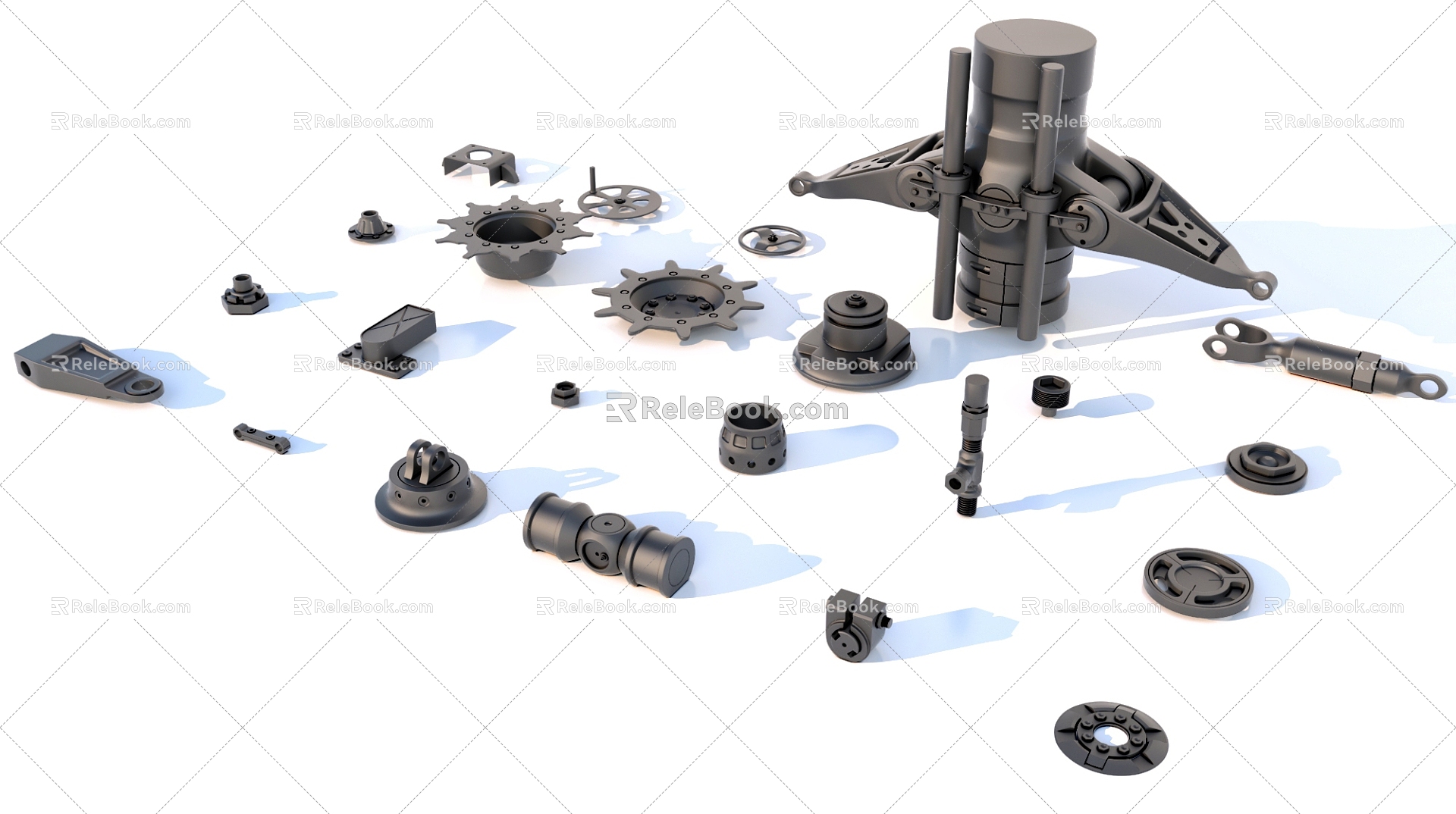 Hard surface mechanical parts combination of mechanical parts 3d model